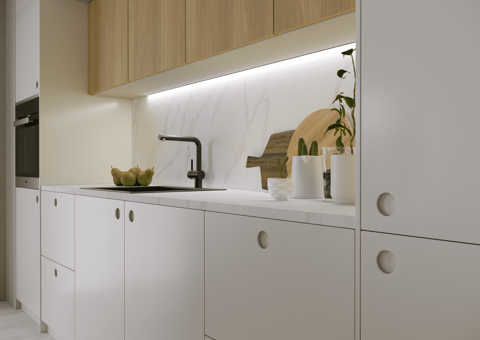 Fronts-for-kitchen-in-Circle-and-Nordic-design.-Color-Jotun-1376-Frostroyk-and-clear-lacquered-oak