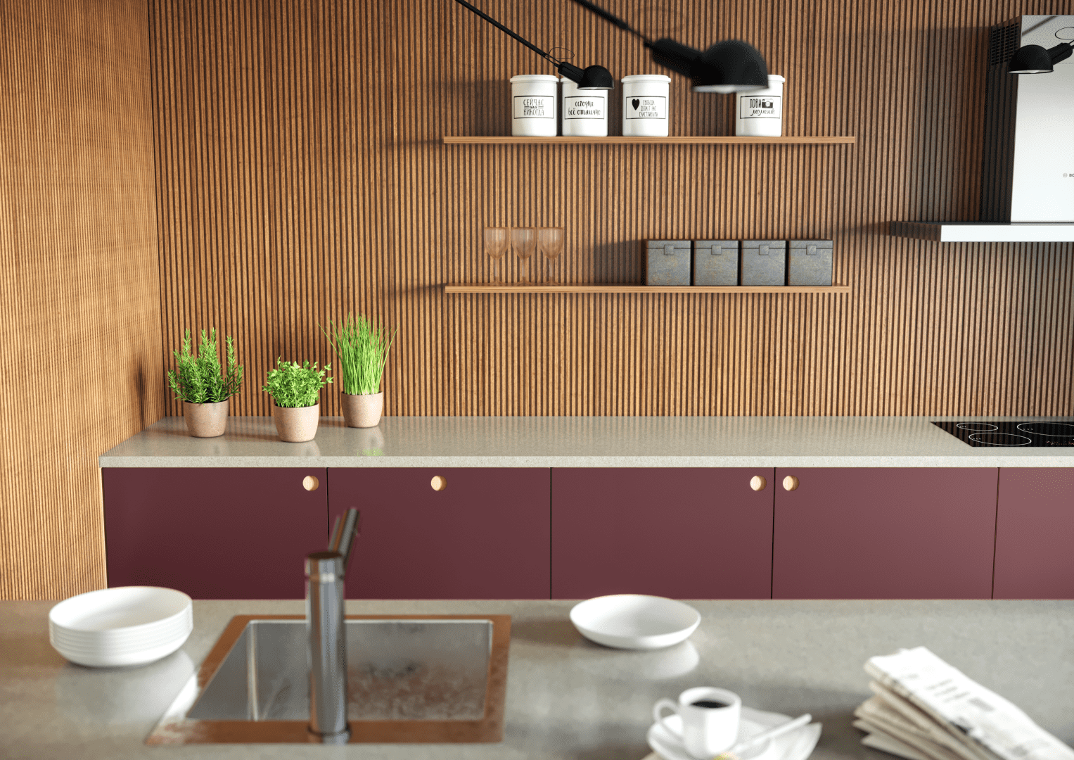 Fronts-for-kitchen-in-Linoleum-Circle-design-color-4154-Burgundy.-