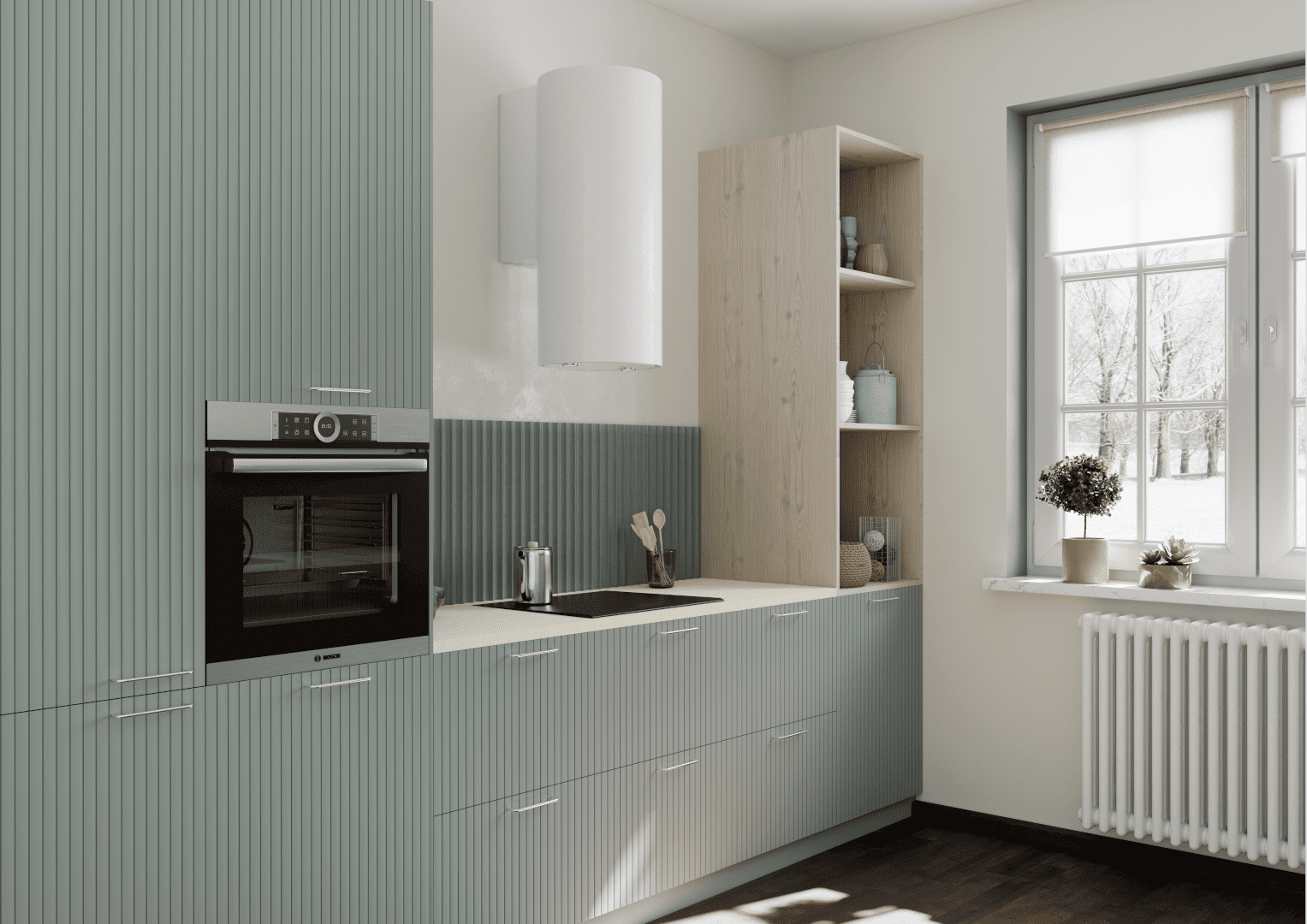 Kitchen-doors-in-Skyline-design.-Colour-Jotun-6378-Iconic-and-1624-Chi.-Handles-in-Bolmen-design