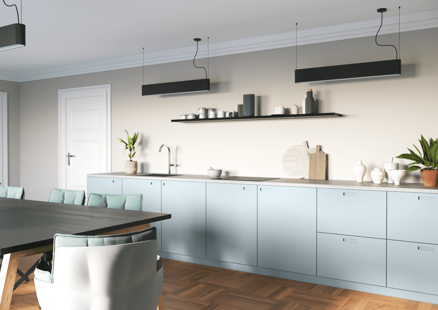 Kitchen-fronts-in-Exit-design.-Color-Jotun-5503-Natural-Blue