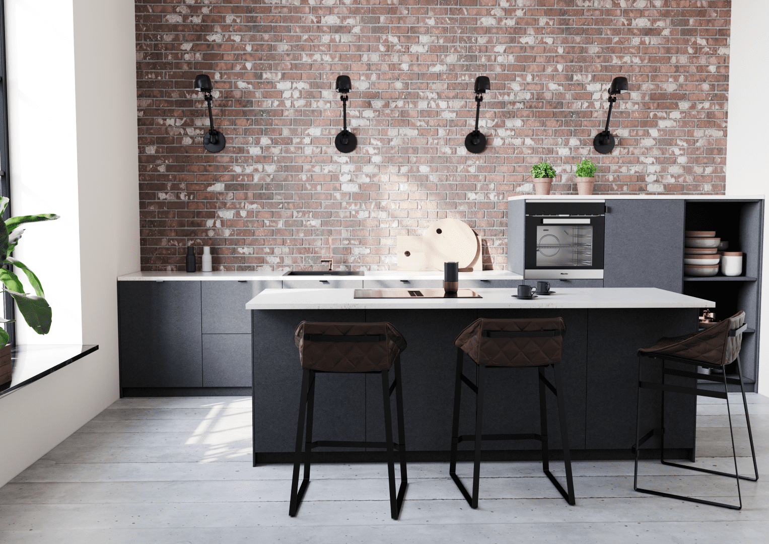 Kitchen-fronts-in-Pure-Basic-design.-Grey-HDF-with-Prince-handles