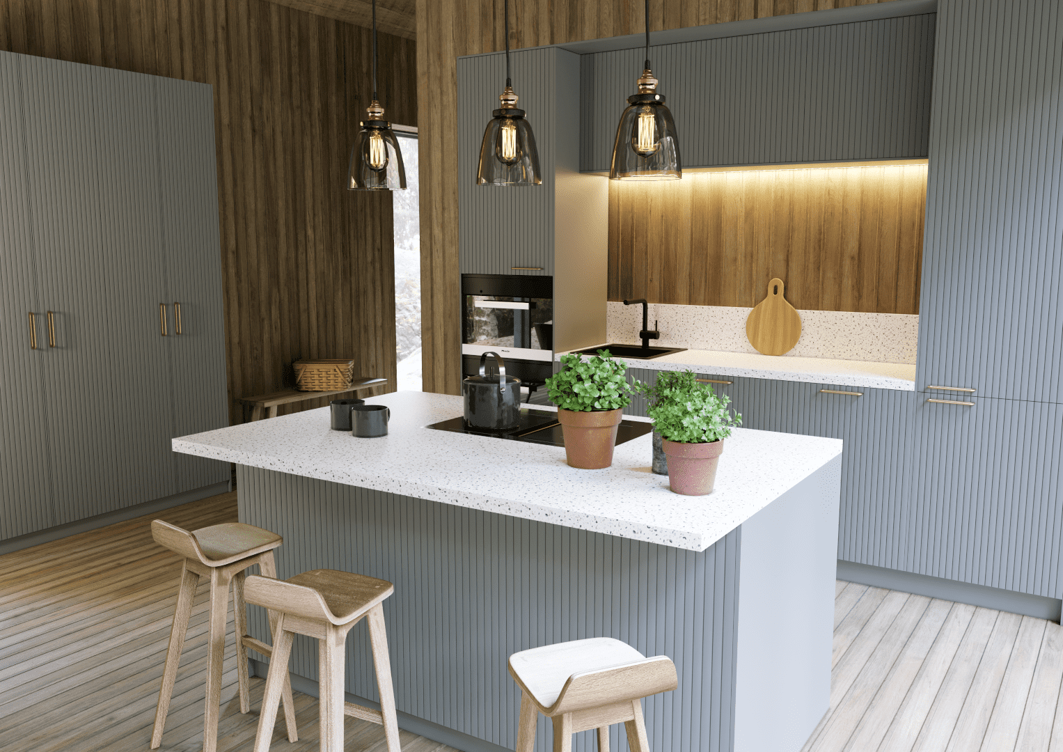 Kitchen-fronts-in-Pure-Skyline-design.-Color-light-grey-handles-in-Charm-X-brushed-brass-1 ikea küchen, ikea küchenplaner, ikea küchenmontage, ikea küchenaufbau, ikea küchenplanung