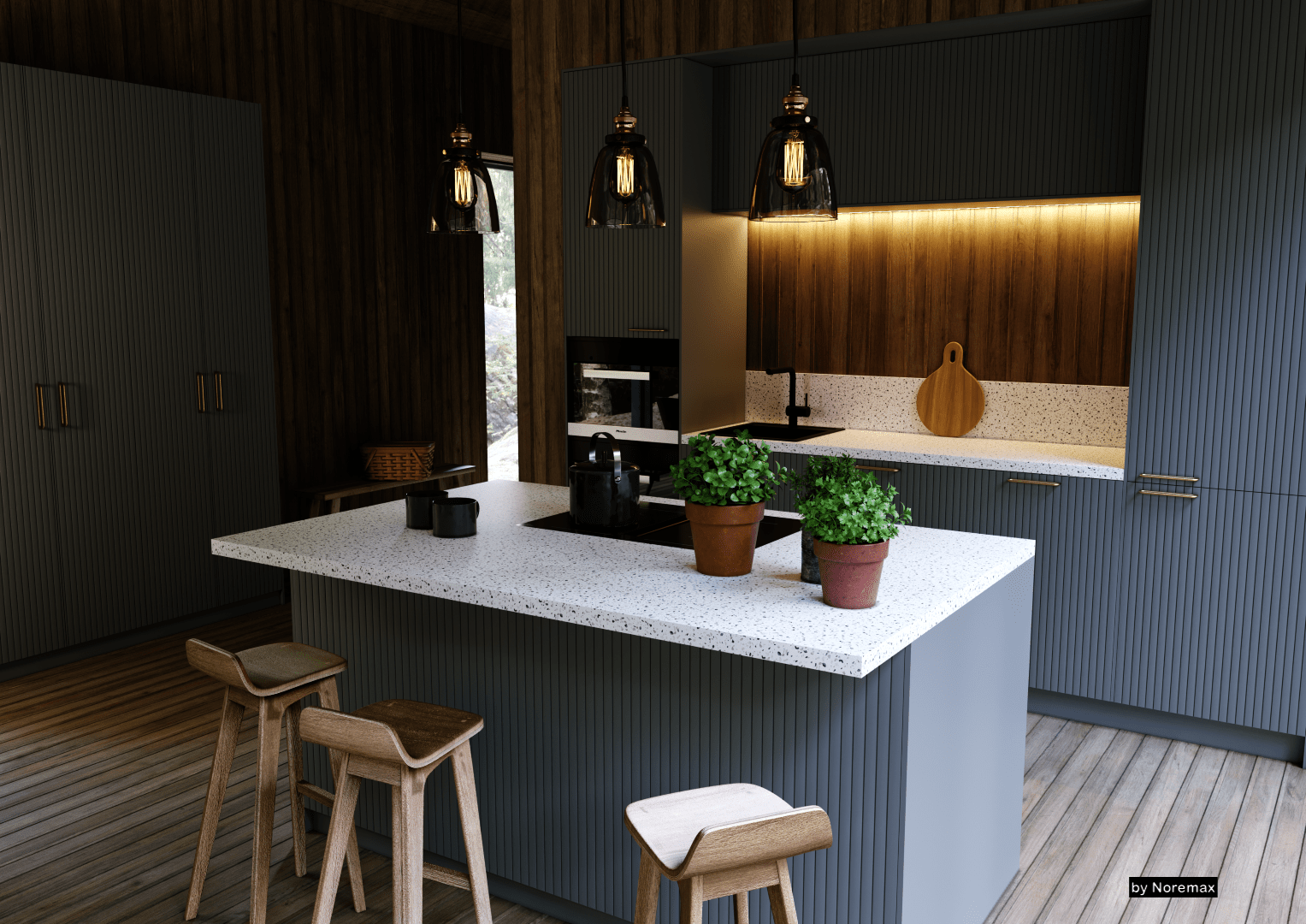 Kitchen-fronts-in-Pure-Skyline-design.-Color-light-grey-handles-in-Charm-X-brushed-brass